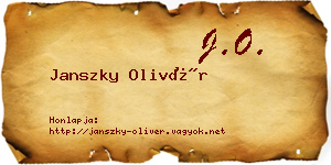 Janszky Olivér névjegykártya